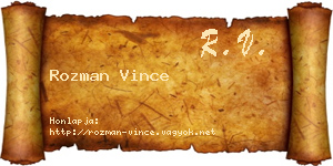 Rozman Vince névjegykártya
